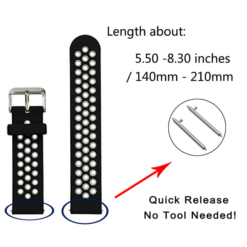 [Australia - AusPower] - Veczom 20mm 22mm Quick Release Rubber Silicone Watch Bands for Gizmo Watch Samsung Pebble Huawei Men Women Kids Smartwatch Replacement Band Strap Black Blue 