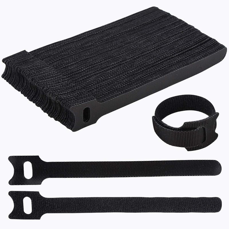 [Australia - AusPower] - 60PCS 6 Inches Reusable Cable Ties, Newlan Adjustable Cord Straps, Cable Organizer, Cord Wrap and Hook Loop Cords Management - Black 