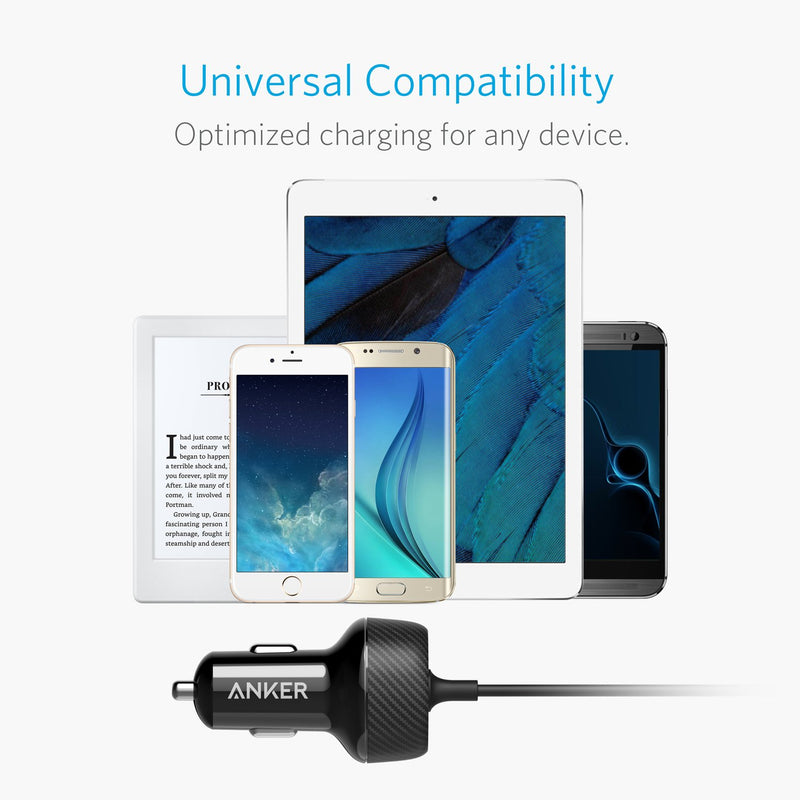 [Australia - AusPower] - Anker 24W 2-Port Lightning Car Charger [MFi-Certified], with 3 ft Apple Certified Cable for iPhone 13/12/11, iPad, and More 