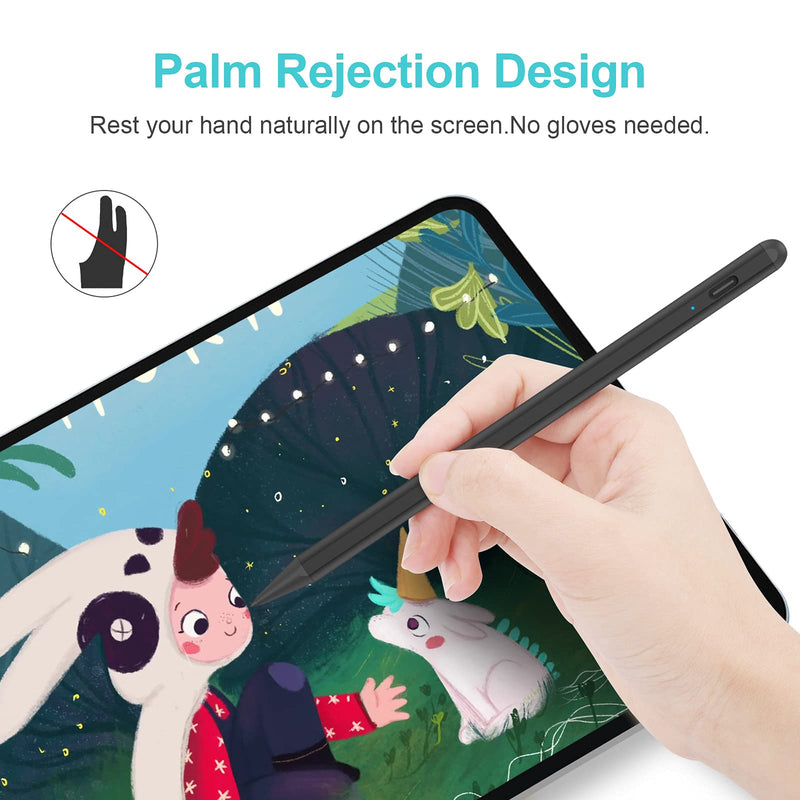 [Australia - AusPower] - Stylus Pen for iPad Pencil with Palm Rejection, Active Stylish Pens Rechargeable Pencil Compatible with Apple iPad 2018(6th Gen), iPad Air (3rd Gen), iPad Mini (5th Gen), iPad Pro 11/12.9 (Black) Black 