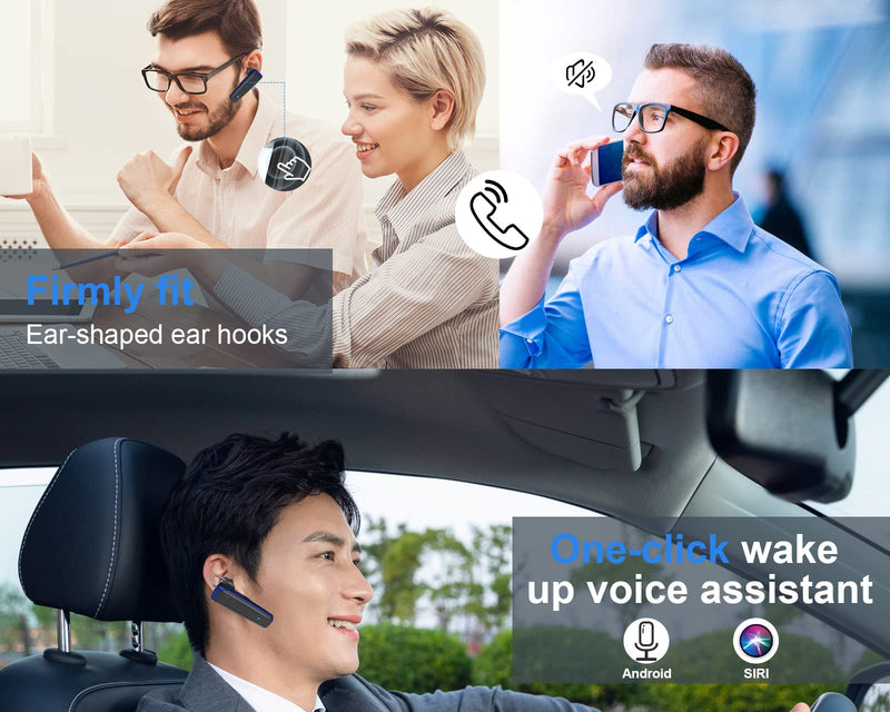 [Australia - AusPower] - ADADPU Bluetooth Headset - V5.0 Wireless Handsfree Earpiece Built-in Dual Mic Noise Cancelling, 10 Days Standby 16Hrs HD Talktime Ultralight Headset for iPhone Android Samsung Laptop(Red) 