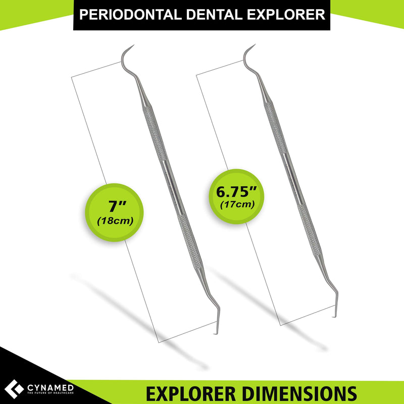 [Australia - AusPower] - Cynamed Double-Ended Professional Dental Explorer Scraper Tool - Dentist Pick, Medical Stainless Steel, Dental Tarter Scraper for Tooth Stains Remover, Dentist Home Use Tools(DE-17/23) DE-17/23 