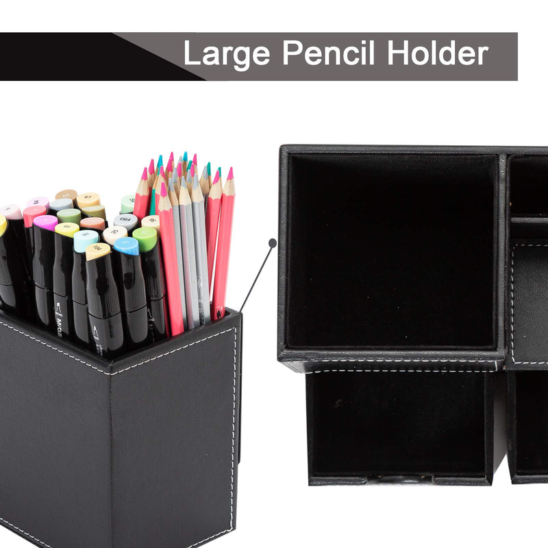[Australia - AusPower] - Ctcwsh PU Leather Drawer Organizers ,Multi-Functional Desk Organizer Pen Pencil Holder Caddy Cup Cell Phone Business Name Cards Remote Control Holder , Office Home Storage Supplies Accessories black 