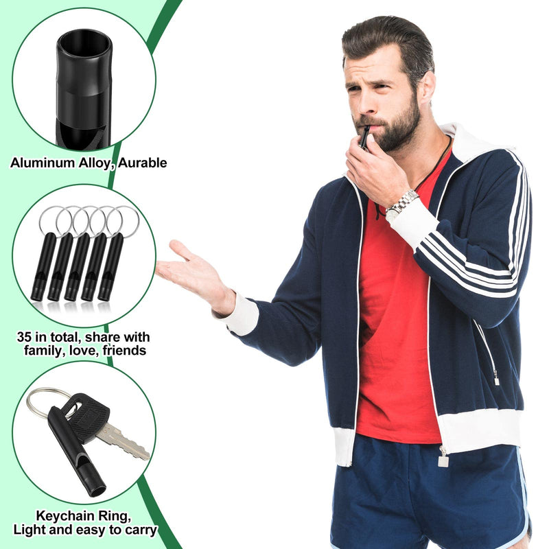 [Australia - AusPower] - 35 Pieces Emergency Whistle with Keychain, Aluminum Emergency Survival Whistle for Camping Hiking Hunting Outdoors Sports, Loud Sound 