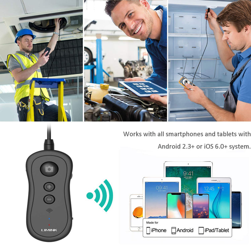 [Australia - AusPower] - Wireless Endoscope Camera, LIMINK 32.8Ft Plumbing Sewer Drain Pipe Inspection Camera,1080P Video WiFi Borescope with IP67 Waterproof Semi Rigid Snake Camera Cable for Android & iOS, iPhone, Tablet Black 10M/32.8Ft 
