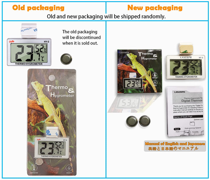 [Australia - AusPower] - GXSTWU Reptile Hygrometer Thermometer LCD Display Digital Reptile Tank Hygrometer Thermometer with Hook Temperature Humidity Meter Gauge for Reptile Tanks, Terrariums, Vivarium 2 packs 