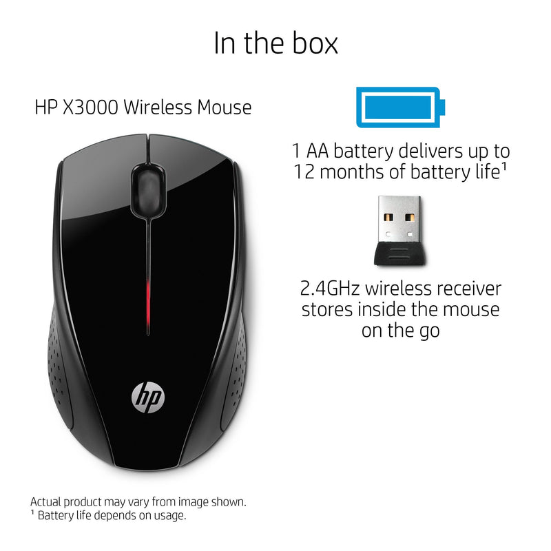 [Australia - AusPower] - HP X3000 Wireless Mouse, Black (H2C22AA#ABL) 