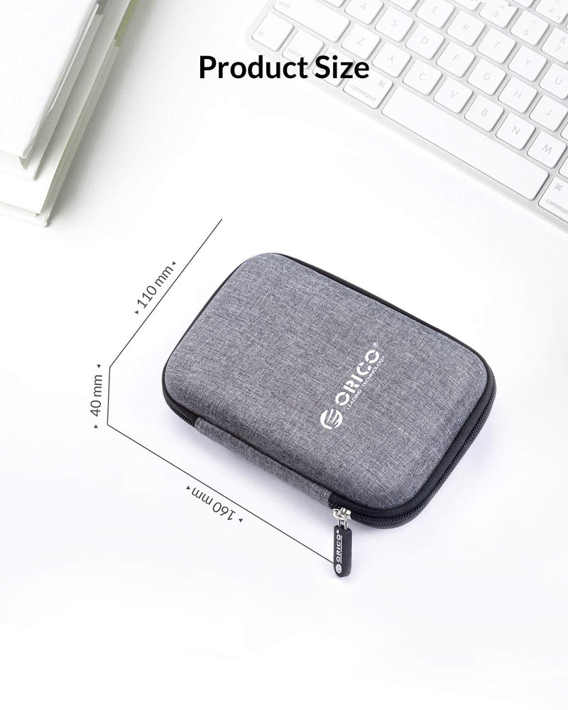 [Australia - AusPower] - ORICO Hard Drive Case 2.5 inch External Drive Storage Carrying Bag Waterproof Shockproof with Inner Size 5.5x3.5x1.0inch for Organizing HDD and Electronic Accessories,Grey(PHD-25) Grey 