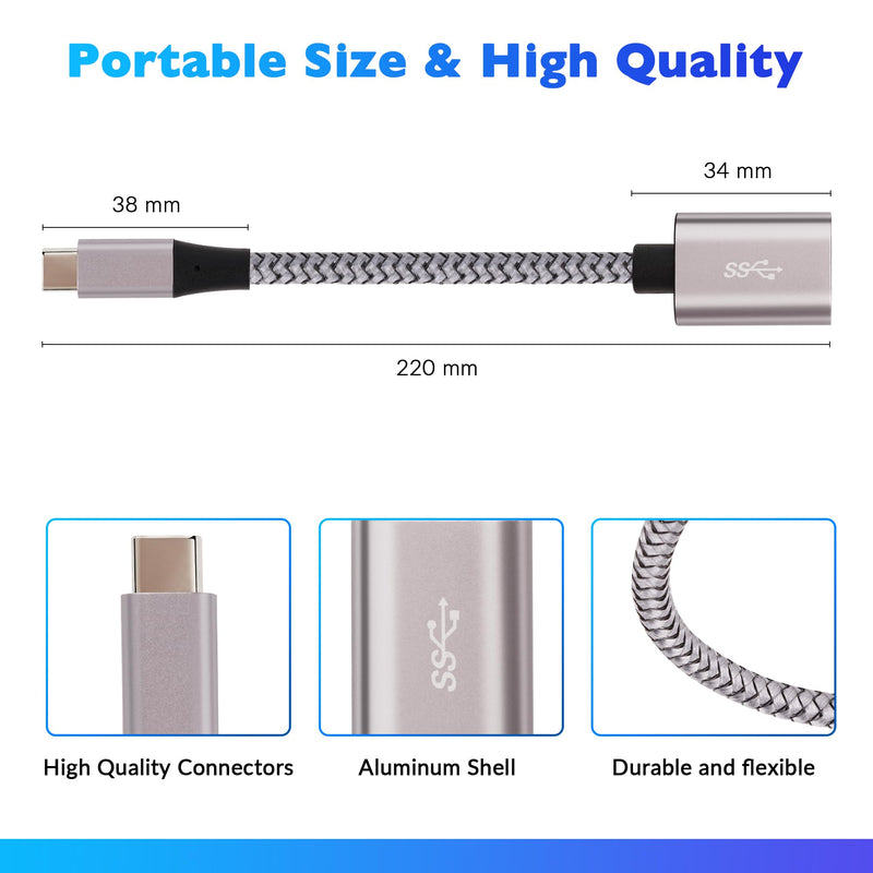 [Australia - AusPower] - USB-C to USB 3.1 Adapter（4 Pack）, Nylon Braided Type-C OTG Cable USB C Male to USB A 3.0 Female Connector, Compatible with Samsung S23 Ultra, MacBook Pro 2022, MacBook Air/Mini, Google Pixel, LG V20 USB C Male to USB A Female 4 Pack 