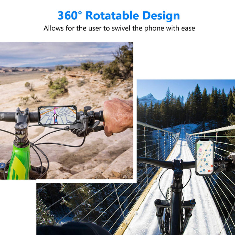 [Australia - AusPower] - Bike Phone Mount, VUP Universal Bike Cell Phone Holder, 360° Rotatable, Silicone Bicycle Phone Mount Compatible with iPhone 13/Pro Max/Pro/mini/12/11/Xs/Max/Xr/X/7/8/Plus, 4.0''~6.7'' Cellphones Black 