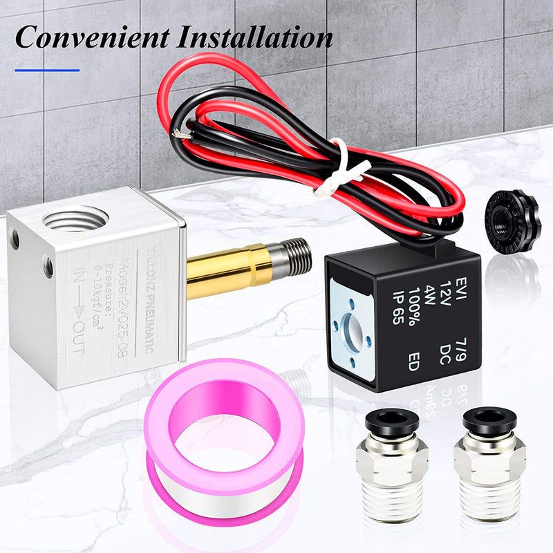 [Australia - AusPower] - TAILONZ PNEUMATIC 1/4 Inch NPT 12V/24V/110V/220V 2 Way Normally Closed Electric Solenoid Air Valve 2v025-08 1/4"NPT DC12V 