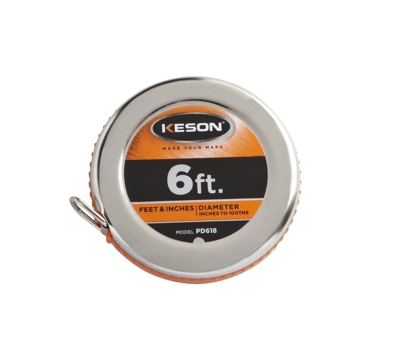 [Australia - AusPower] - Keson PD618 Diameter Measuring Tape with Steel Blade and Case, 1/4-Inch by 6-Foot 