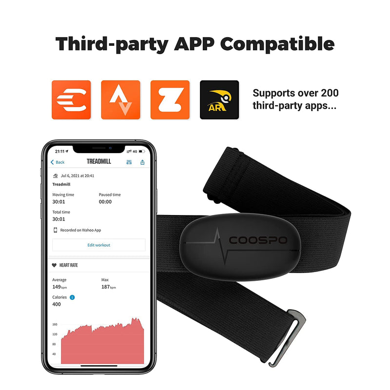 [Australia - AusPower] - CooSpo H6 Heart Rate Monitor Chest Strap Bluetooth4.0 ANT+ IP67 Chest Heart Rate Sensor for Peloton Zwift Polar DDP Yoga Map My Ride Garmin Sports Watches 