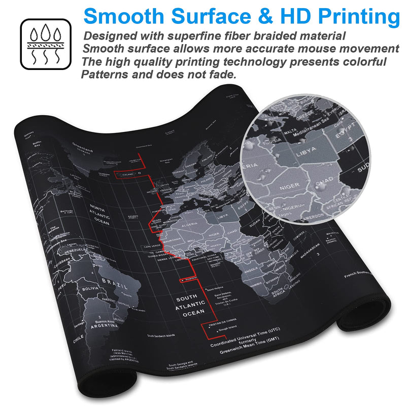 [Australia - AusPower] - Cmhoo XXL Professional Large Mouse Pad & Computer Game Mouse Mat (35.4x15.7x0.1IN, Map) (90*40 Map) 35.4x15.7x0.1IN 