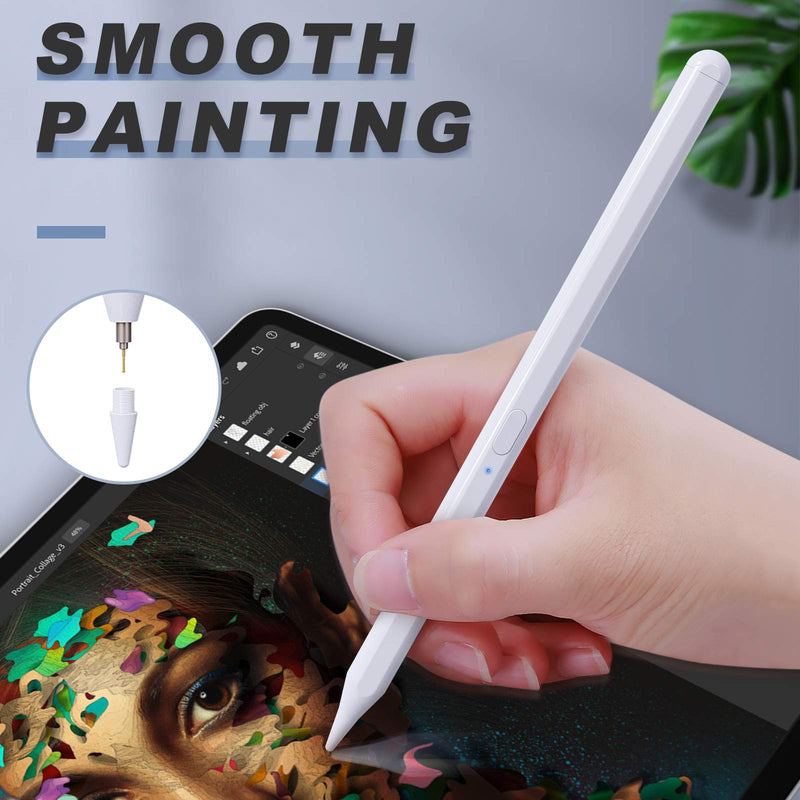 [Australia - AusPower] - MoKo Stylus Pen for iPad with Palm Rejection, iPad Pencil for 2018-2022 Apple iPad 9th 8th 7th 6th Generation iPad Air 5th 4th 3rd Gen iPad Pro 11-12.9 Inch iPad Mini 6th 5th Gen, Tilt& Magnetic,White White 