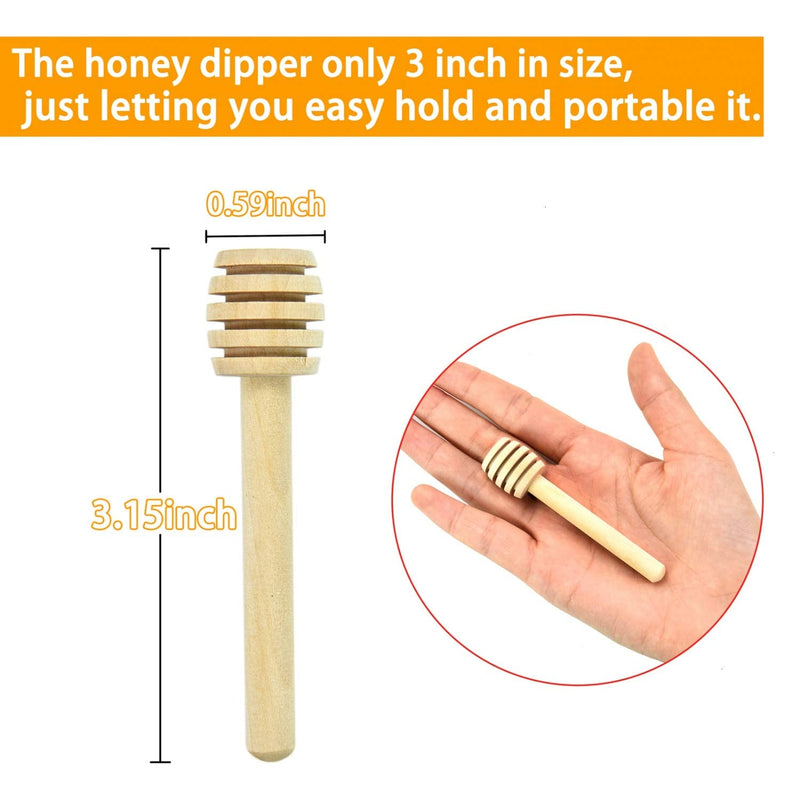 [Australia - AusPower] - WEFOO 100 Pack Mini 3 Inch Portable Wooden Honey Dipper Sticks for Honey Jar Dispense Drizzle Honey, Wedding Party Favors 