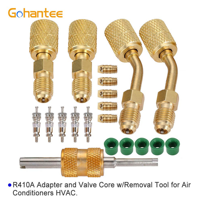 [Australia - AusPower] - R410a Adapter for Mini Split System, Charging Vacuum Port Adapter, 5/16 Female 1/4 Male Flare, Valve Core Remover, r134a Hose Gaskets, 5V1 Valve Cores, for HVAC and Refrigeration Service 