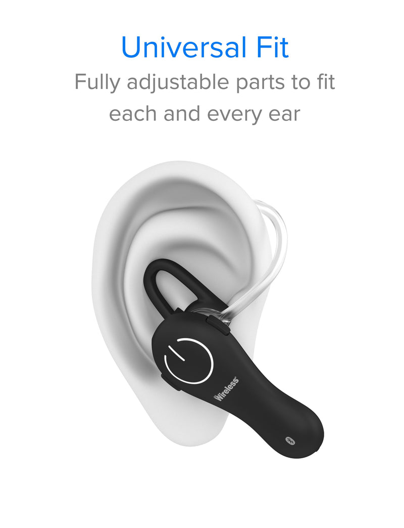 [Australia - AusPower] - Just Wireless Bluetooth Wireless Headset Handsfree One-Ear Headphone Earbud - Compatible with Apple iPhone (XS, XS Max, XR, X, 8, 8 Plus), Android Cell Phones (Samsung Galaxy) and more 
