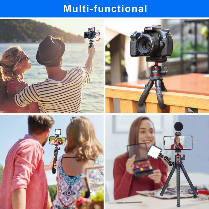 [Australia - AusPower] - ULANZI Camera Tripod, Mini Flexible Tripod Stand with Hidden Phone Holder w Cold Shoe Mount, 1/4'' Screw for Magic Arm, Universal for iPhone 13 12 Pro Max XS Max X 8 Samsung Canon Nikon Sony Cameras 