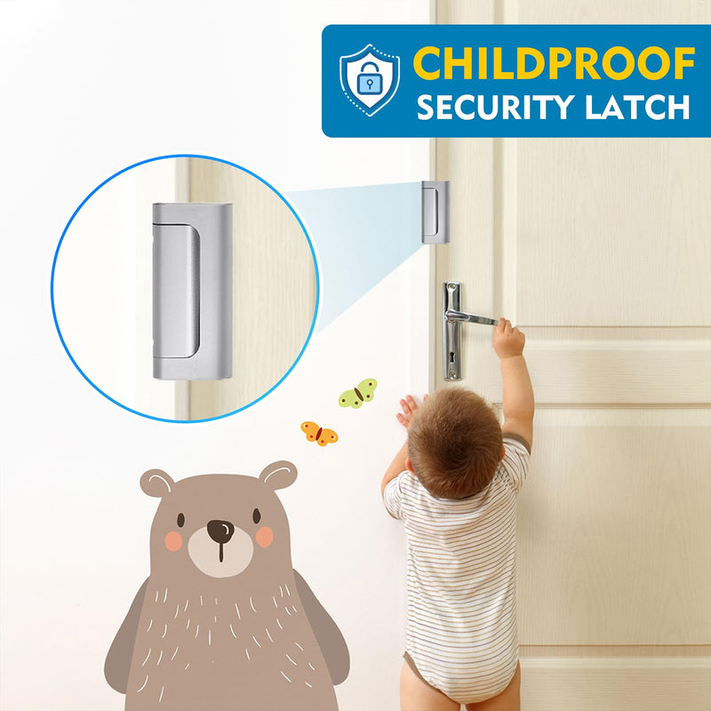 [Australia - AusPower] - DPD Home Security Door Reinforcement Lock - Child Proof Door Lock Flip Locks, 3 Pack Security Door Lock with 800lbs for Inward Swinging Door, Aluminum Finish -Silver 