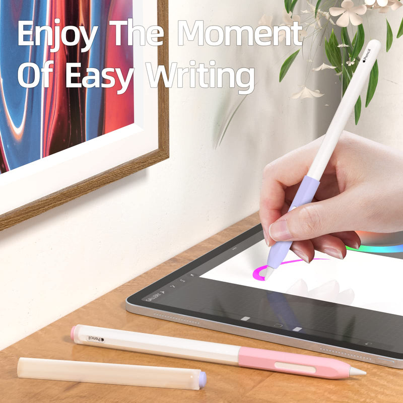 [Australia - AusPower] - JOOSKO Compatible with Apple Pencil 2nd Generation Case, 2 Pack Silicone Pencil Case, Supports Magnetic Charging and Double Click Function, [with 10 Silicone Tip Cover]. (Pink + Purple) Pink + Purple 