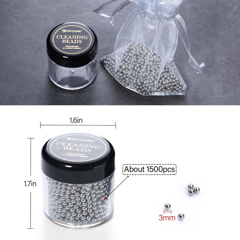 [Australia - AusPower] - Drincarier 1500 PCS Decanter Cleaning Beads,18/10 Stainless Steel Cleaning Brush for Wine Decanter, Bottle, Carafe and Vase, Stainless Steel Cleaning Balls (3mm 1500pcs) 3mm 1500pcs 