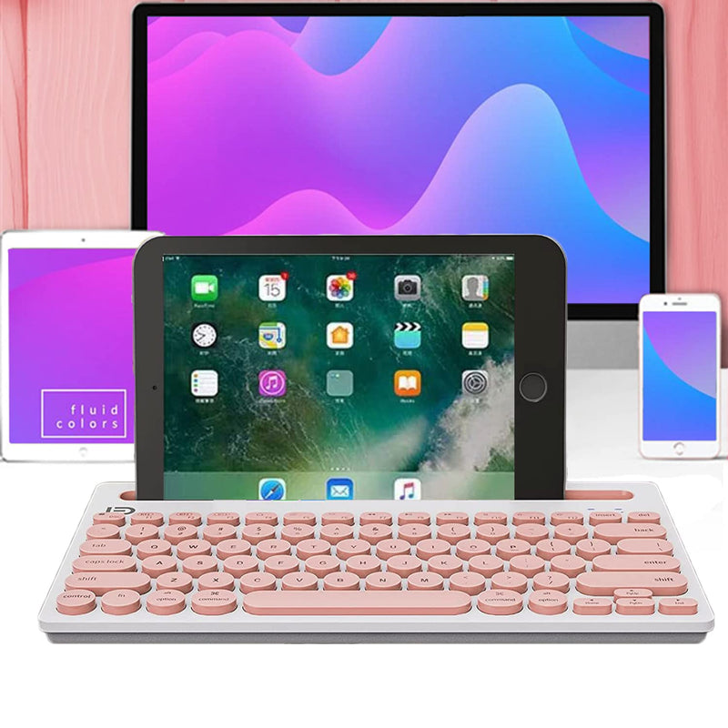 [Australia - AusPower] - Wireless Keyboard, Attoe Dual Channel Multi-Device Universal Cute Wireless Bluetooth Keyboard Portable Slim with 20m Connection Distance for Tablet Smart Phone PC Windows Android iOS Mac (Pink)… Pink 