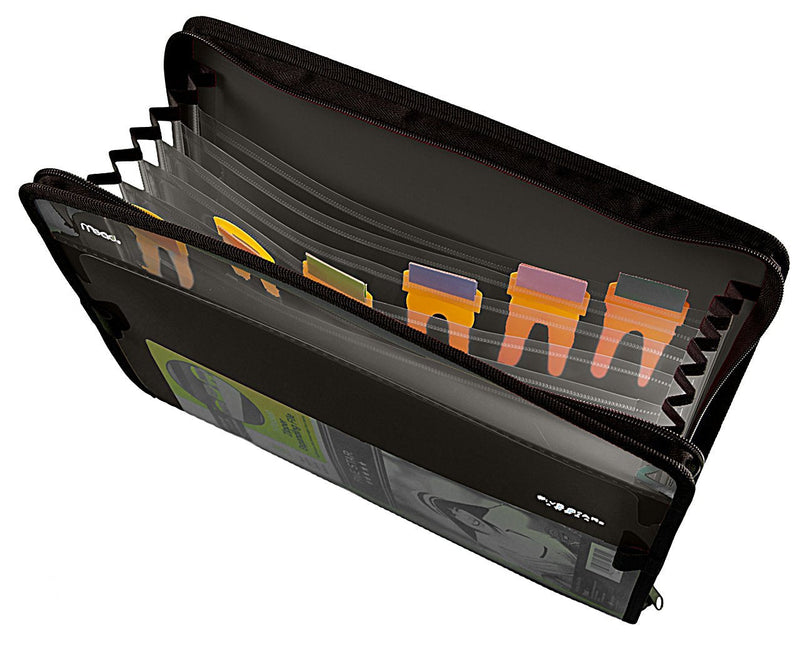 [Australia - AusPower] - Five Star Expanding File, 7-Pocket Expandable Filing Folder,, Zipper Closure, Customizable, Tabbed, Tabs, Black (72709) 