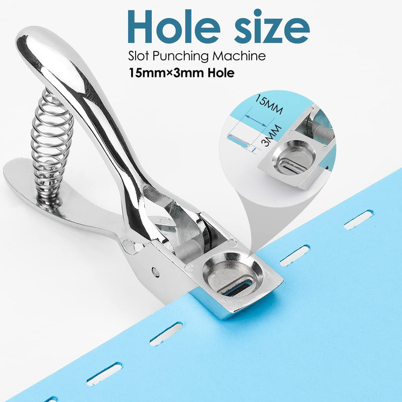 [Australia - AusPower] - MROCO Hole Punch Slot Punch Badge Hole Punch for ID Cards,Hand Held,No Burrs Holes,One Slot Hole Puncher for ID Badges Hole Punch for Badge,Metal Hole Punch for ID Cards,Badge Holes,15mm x 3mm Hole 