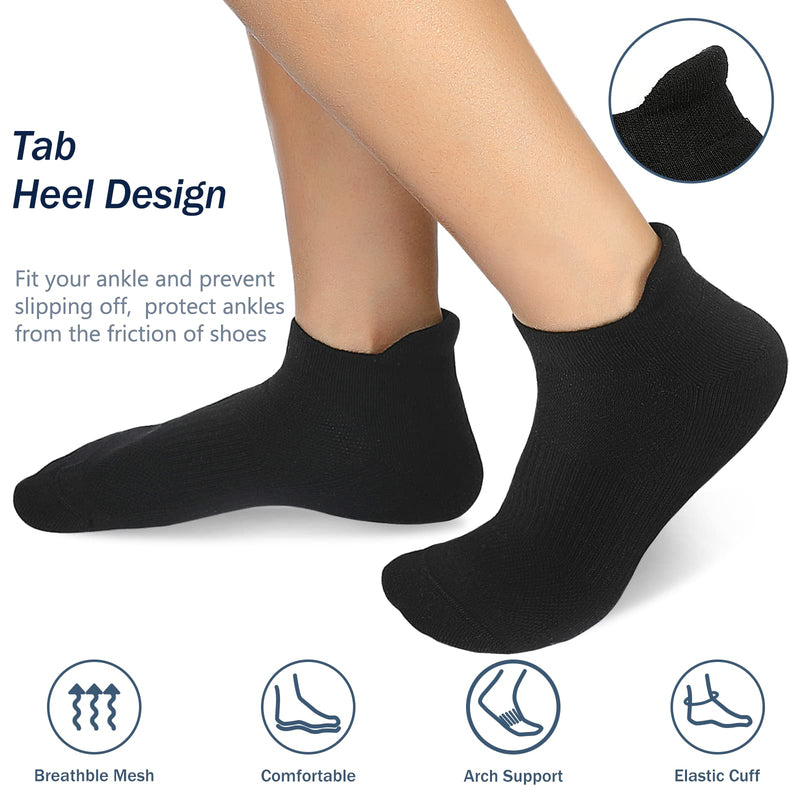 [Australia - AusPower] - unitop Mens Ankle Socks Womens Athletic Low Cut Socks with Cushion Breathable Sports 6 Pairs A6-black-men Medium 