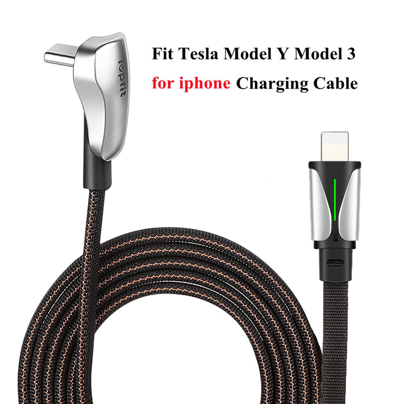 [Australia - AusPower] - TAUTO Fit Tesla Model Y Model 3 2022 2021 for iPhone Charging Cable Fast Flat Wires Charge Cords Wall Connector Style for Tesla Accessories (for iPhone) 