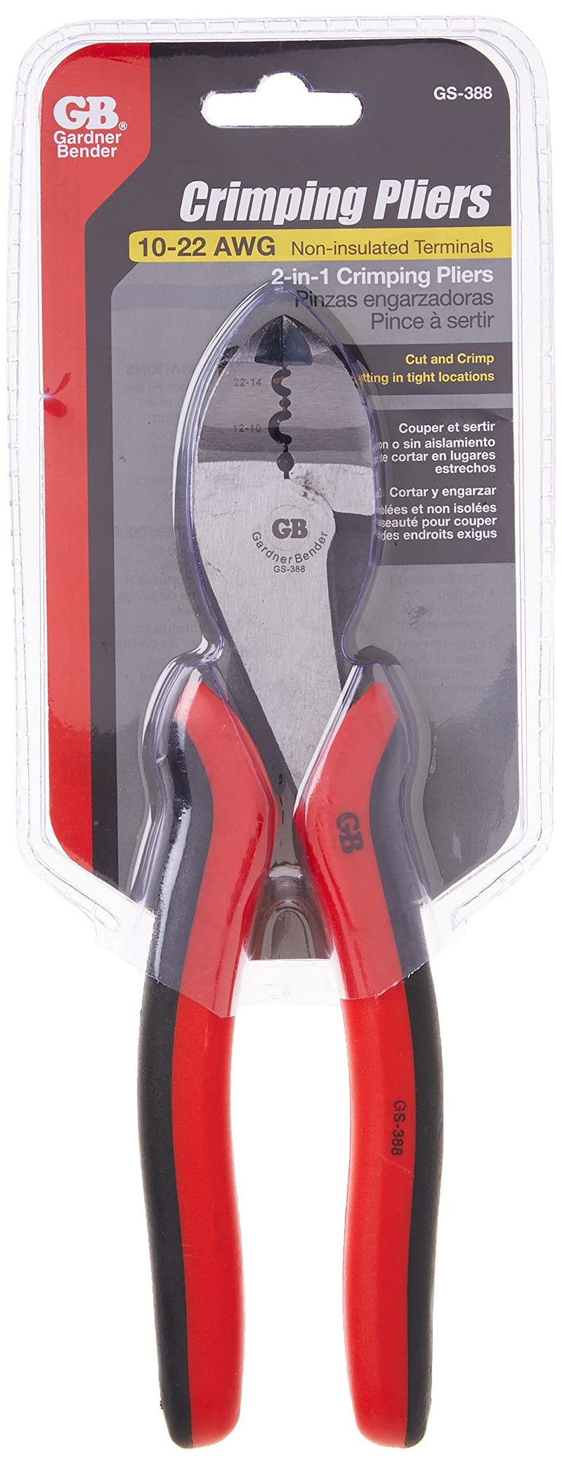 [Australia - AusPower] - Gardner Bender GS-388 Electrical Pliers, Crimper & Cutter, Comfort Grip, Aluminum & Copper Wire, Hand Tool, 8 in. , Red 