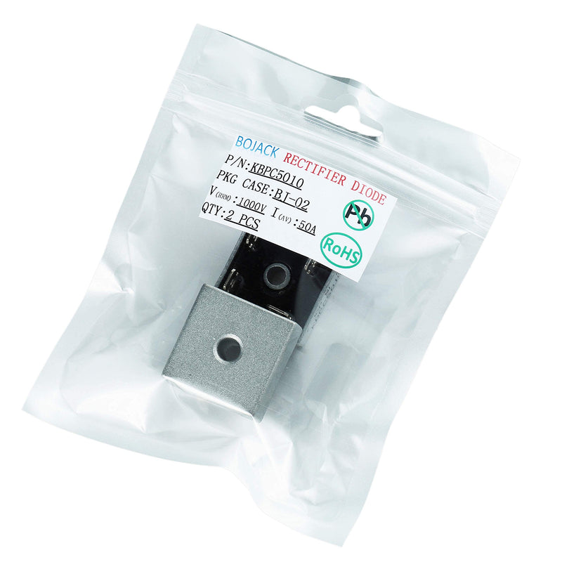 [Australia - AusPower] - BOJACK KBPC5010 Rectifier Diode 50 A 1000 V Axial KBPC5010 50 amp 1000 Volt Electronic Silicon Diodes(Pack of 2 Pieces) KBPC5010-2PCS 