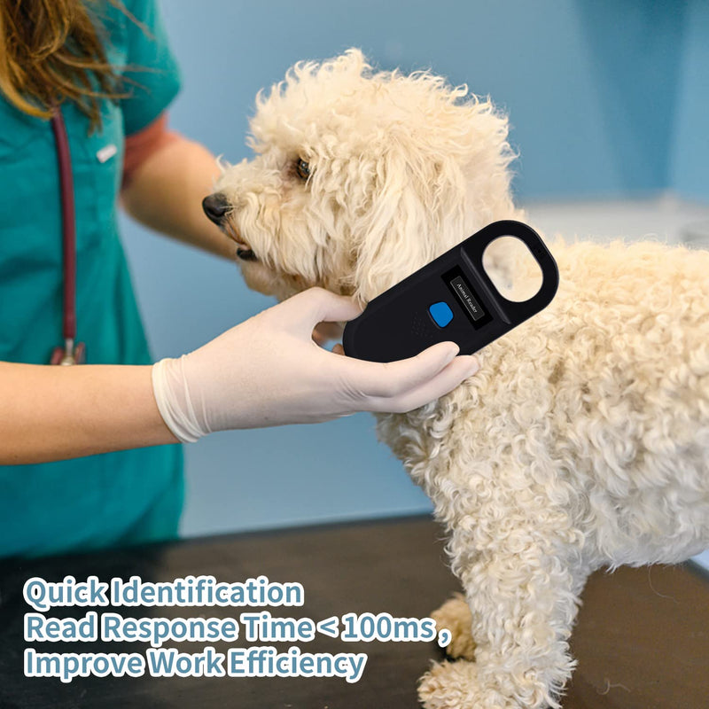 [Australia - AusPower] - Portable OLED Display Pet Microchip Scanner, FDX-B ISO 11784/11785 and RFID EMID Animal Handheld Reader with Information Storage for Animal Tracking and Management 
