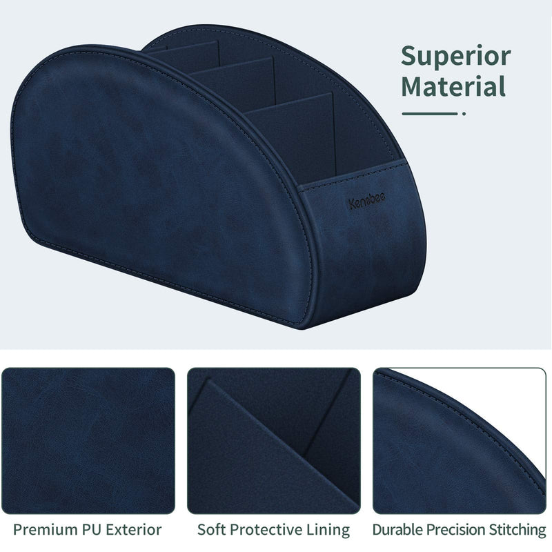 [Australia - AusPower] - Remote Control Holder with 5 Compartments, KENOBEE Anti-slip Desktop Caddy Storage Organizer for Remote Controllers, Office Supplies, Makeup Brush, Media Accessories, Blue Z-Blue 