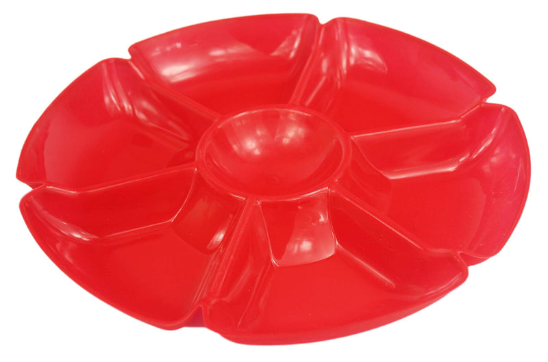 [Australia - AusPower] - 4 Black Duck Chip N Dip Hard Plastic 12-Inch Round 7-Section Serving Trays! Assorted Colors Multi-4pk R,db,lb,g 