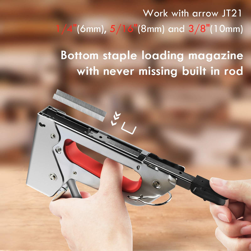 [Australia - AusPower] - Staple Gun NEU MASTER, Light Duty Stapler Kit Come with 1600 pcs 5/16,3/8 inch JT21 Staple Strip, All Steel Tacker for General Repairs, Crafts, Upholstery, Decorating. 