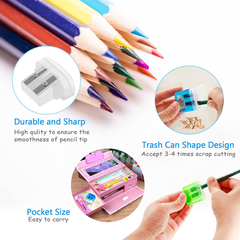 [Australia - AusPower] - Dual Hole Pencil Sharpener - 24 Pieces Pencil Sharpeners Manual with Lid for School Home Office,Angel Tree Compact Handheld Pencil Sharpener Assortment in Bulk 