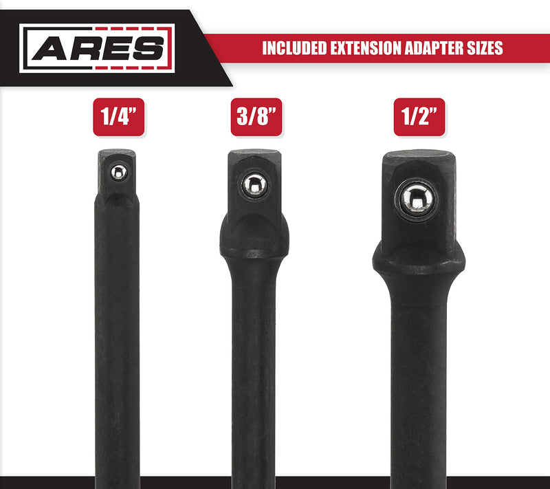 [Australia - AusPower] - ARES 70000 - 3-Inch Impact Grade Socket Adapter Set - Turns Impact Drill Driver into High Speed Socket Driver - 1/4-Inch, 3/8-Inch, and 1/2-Inch Drive 3-Piece Multi-Drive 3-Inch 