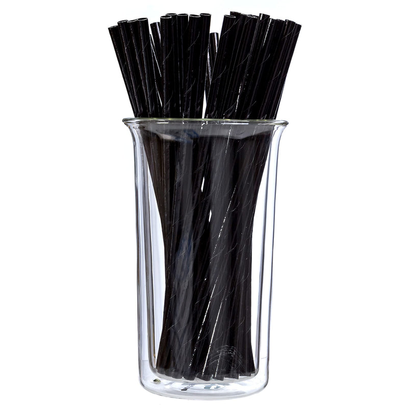 [Australia - AusPower] - Black Paper Straws - WATERPROOF Paper Drinking Straws - Biodegradable Compostable Eco Friendly Disposable Plasticless Non Plastic Straw For Kids, Party, Wedding (100-Pack, Black) 100-Pack 