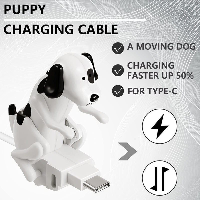 [Australia - AusPower] - Frienda Stray Dog Charging Cable Dog Smartphone USB Cable Charger USB Data Transmission Mini Humping Spot Dog Cable for Type-C USB Charging Cable of Mobile Phones, White Compatible with Type-C 