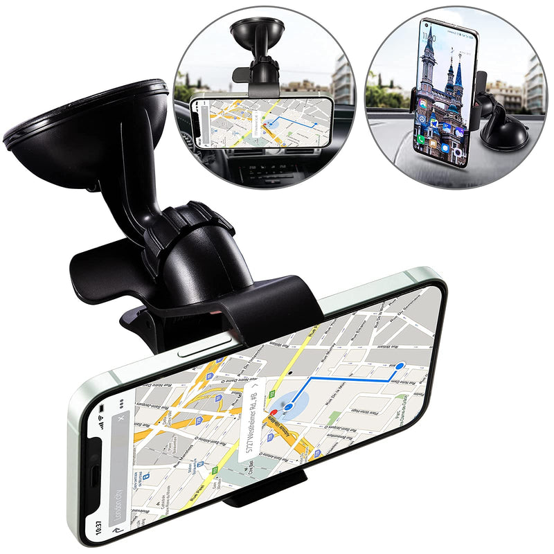 [Australia - AusPower] - Universal Windshield Dashboard Car Cell Phone Holder Mount Long Arm Clamp Car Phone Mount with Clip Strong Suction Cup Compatible With iPhone Xs MAX Xs Xr X 8 7 7P 6s Galaxy S10 S9 S8 Google HTC 