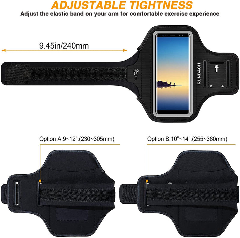 [Australia - AusPower] - RUNBACH Galaxy Note 20/10+/9/8 Armband,Sweatproof Running Exercise Bag with Key Holder and Card Slot for Galaxy Note 20/10+/9/8(Black) Black 