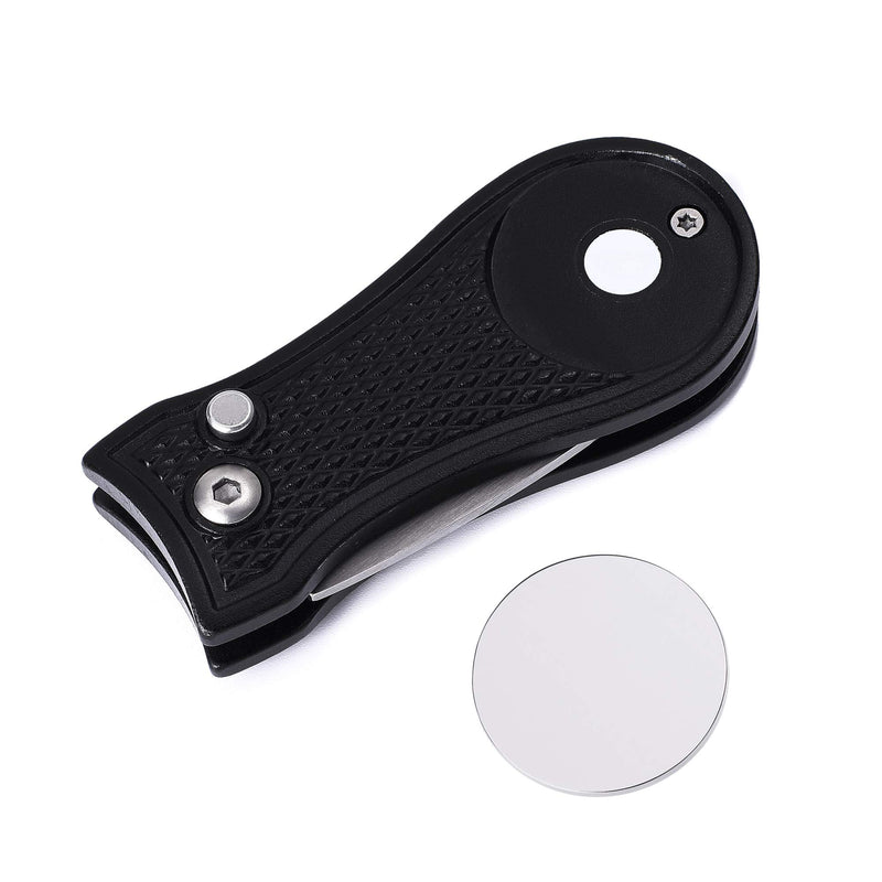 [Australia - AusPower] - Mile High Life Microfiber Waffle Pattern Golf Towel | Club Groove Cleaner Brush | Foldable Divot Tool with Magnetic Ball Marker Black Towel/Brush/Bone Divot 
