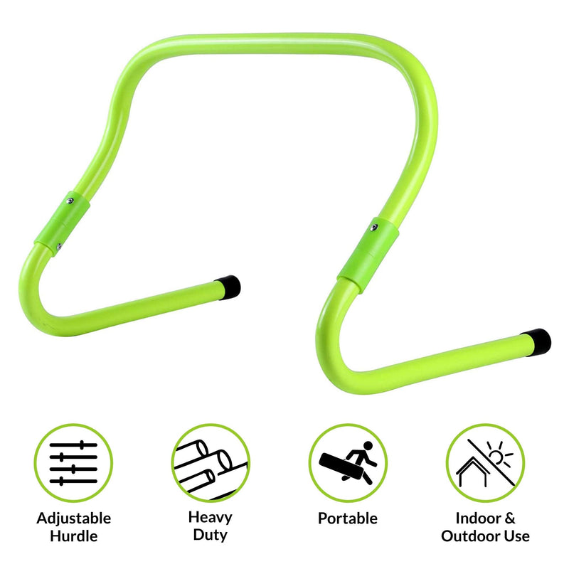 [Australia - AusPower] - HolaHatha Football and Soccer Training Sports Equipment Speed Agility Hurdle 8 to 11.8” Height Adjustable, Easy Storage - Bright Green 