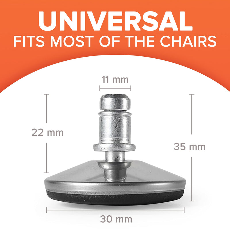 [Australia - AusPower] - Office Chair Bell Glides Replacement, Replace Swivel Caster Wheels to Fixed Stationary Foot, Dia 7/16"(11mm) stem fit Most Office Chair, Anti-Slip Low Profile Bell Glides Feet Set of 5 
