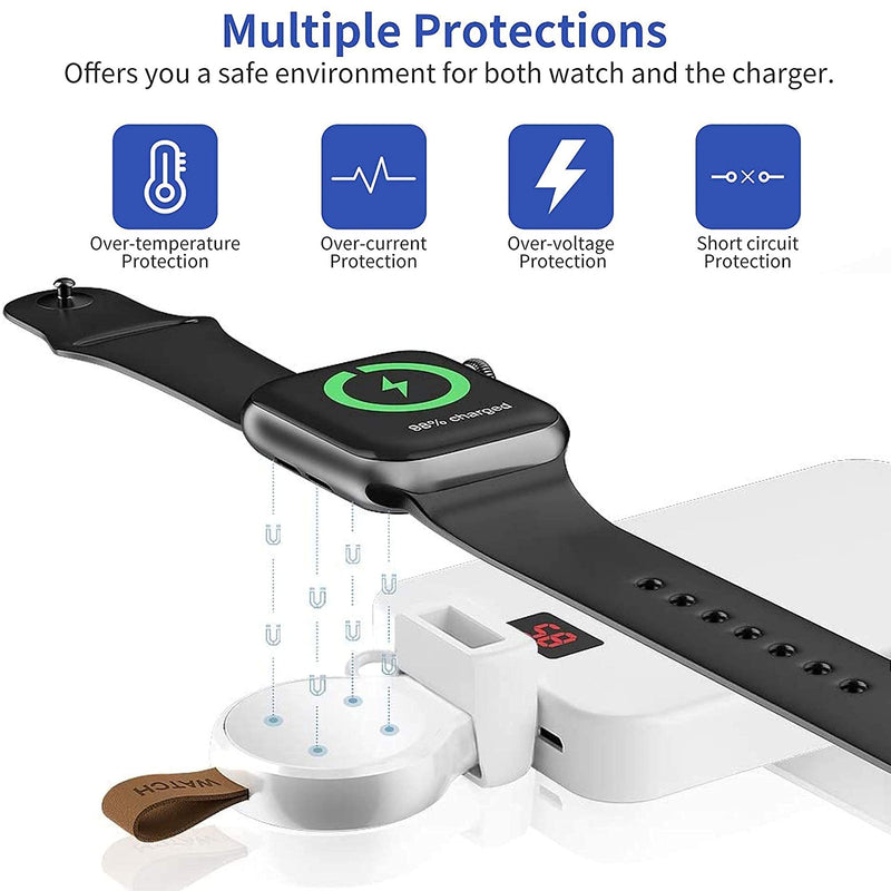 [Australia - AusPower] - Smartwatch Magnetic Charger Compatible for Apple Watch Charger iWatch USB Travel Cordless Charger Magnetic Quick Car Charge for Apple Watch Series SE 6 5 4 3 2 1 (White) 