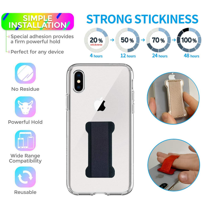 [Australia - AusPower] - WUOJI - Finger Strap Phone Holder - Ultra Thin Anti-Slip Universal Cell Phone Grips Band Holder for Back of Phone -2Pack(Black) Black 