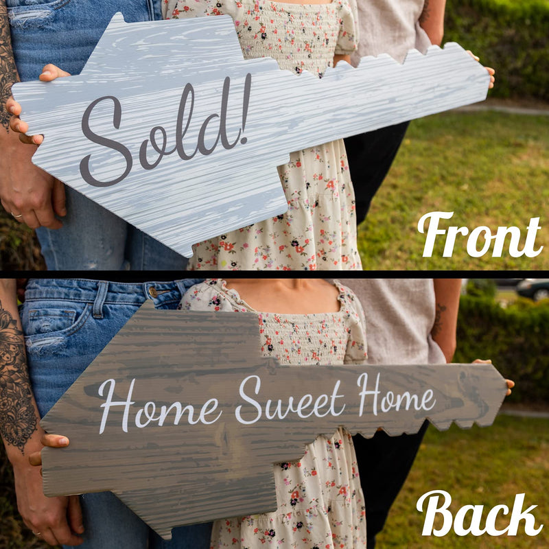 [Australia - AusPower] - Extra Large Real Estate Key Shaped Prop Sold Sign | One Sign Double Sided | Social Media Photo Props for Realtors and Home Owners | Real Estate Agent Gift (Home Sweet Home / Sold!) Home Sweet Home / Sold! 