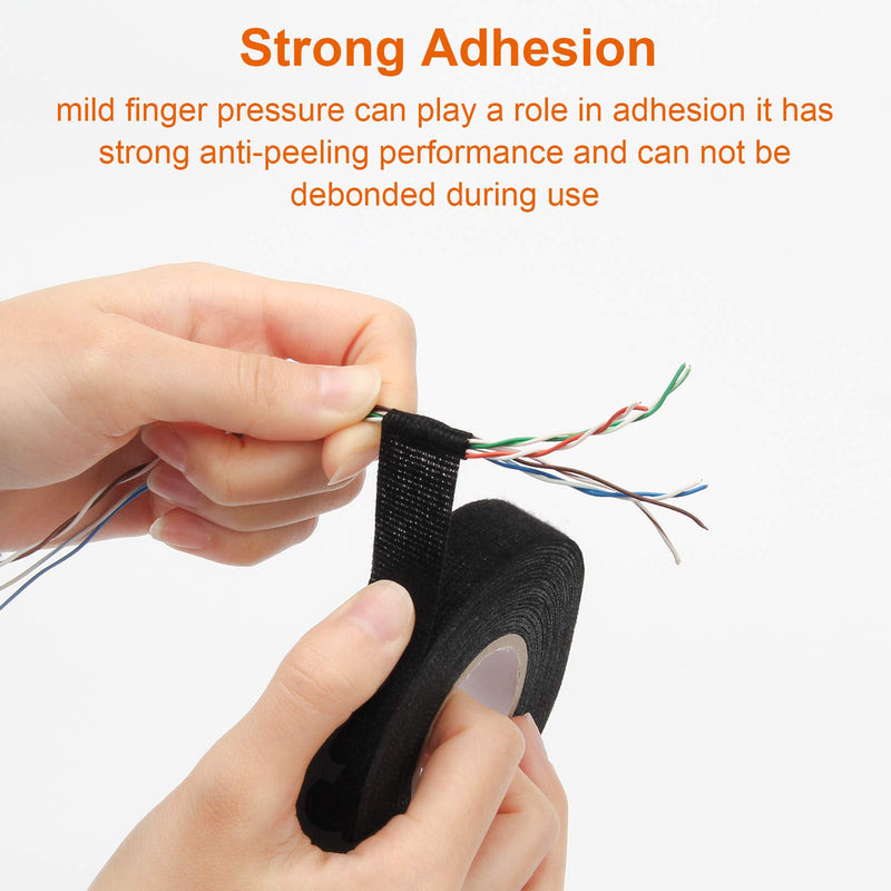 [Australia - AusPower] - Adecco LLC 2 Rolls Wire Loom Harness Tape, Wiring Harness Cloth Tape, Adhesive Fabric Tape for Automobile 15m/19mm 